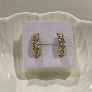 Elegant 14k Gold Plated Hoop Earrings with Zircons.
